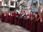 Nuns readying for the march to Lower Dharamshala